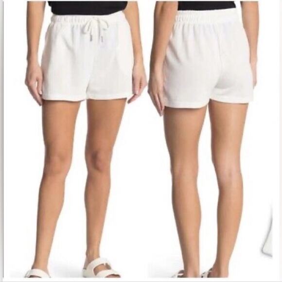 H HALSTON STUDIO Drawstring Shorts Chalk Small NWT - Picture 1 of 5